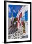 View of whitewashed cobbled street, Mykonos Town, Mykonos, Cyclades Islands, Aegean Sea-Frank Fell-Framed Photographic Print