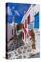 View of whitewashed cobbled street, Mykonos Town, Mykonos, Cyclades Islands, Aegean Sea-Frank Fell-Stretched Canvas