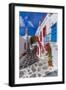 View of whitewashed cobbled street, Mykonos Town, Mykonos, Cyclades Islands, Aegean Sea-Frank Fell-Framed Photographic Print