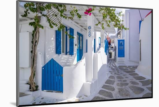 View of whitewashed narrow street, Mykonos Town, Mykonos, Cyclades Islands, Aegean Sea-Frank Fell-Mounted Photographic Print