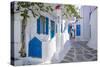 View of whitewashed narrow street, Mykonos Town, Mykonos, Cyclades Islands, Aegean Sea-Frank Fell-Stretched Canvas