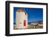 View of whitewashed windmill overlooking town, Mykonos Town, Mykonos, Cyclades Islands, Aegean Sea-Frank Fell-Framed Photographic Print