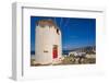 View of whitewashed windmill overlooking town, Mykonos Town, Mykonos, Cyclades Islands, Aegean Sea-Frank Fell-Framed Photographic Print