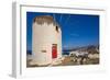 View of whitewashed windmill overlooking town, Mykonos Town, Mykonos, Cyclades Islands, Aegean Sea-Frank Fell-Framed Photographic Print