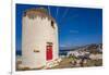 View of whitewashed windmill overlooking town, Mykonos Town, Mykonos, Cyclades Islands, Aegean Sea-Frank Fell-Framed Photographic Print