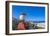 View of whitewashed windmill overlooking town, Mykonos Town, Mykonos, Cyclades Islands, Aegean Sea-Frank Fell-Framed Photographic Print