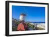 View of whitewashed windmill overlooking town, Mykonos Town, Mykonos, Cyclades Islands, Aegean Sea-Frank Fell-Framed Photographic Print