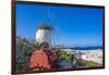 View of whitewashed windmill overlooking town, Mykonos Town, Mykonos, Cyclades Islands, Aegean Sea-Frank Fell-Framed Photographic Print