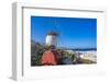 View of whitewashed windmill overlooking town, Mykonos Town, Mykonos, Cyclades Islands, Aegean Sea-Frank Fell-Framed Photographic Print