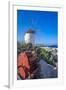 View of whitewashed windmill overlooking town, Mykonos Town, Mykonos, Cyclades Islands, Aegean Sea-Frank Fell-Framed Photographic Print