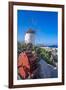 View of whitewashed windmill overlooking town, Mykonos Town, Mykonos, Cyclades Islands, Aegean Sea-Frank Fell-Framed Photographic Print