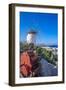 View of whitewashed windmill overlooking town, Mykonos Town, Mykonos, Cyclades Islands, Aegean Sea-Frank Fell-Framed Photographic Print