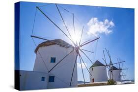 View of windmills, Mykonos Town, Mykonos, Cyclades Islands, Greek Islands, Aegean Sea, Greece-Frank Fell-Stretched Canvas