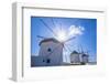 View of windmills, Mykonos Town, Mykonos, Cyclades Islands, Greek Islands, Aegean Sea, Greece-Frank Fell-Framed Photographic Print