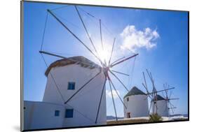 View of windmills, Mykonos Town, Mykonos, Cyclades Islands, Greek Islands, Aegean Sea, Greece-Frank Fell-Mounted Photographic Print