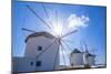 View of windmills, Mykonos Town, Mykonos, Cyclades Islands, Greek Islands, Aegean Sea, Greece-Frank Fell-Mounted Photographic Print