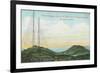 View of Wireless Telegraph Towers - Mt. Tamalpais, CA-Lantern Press-Framed Art Print