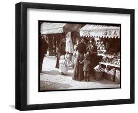 View of Women with Children Shopping at a Fruit and Vegetable Stand at 266 7th Avenue, New York,…-Byron Company-Framed Giclee Print