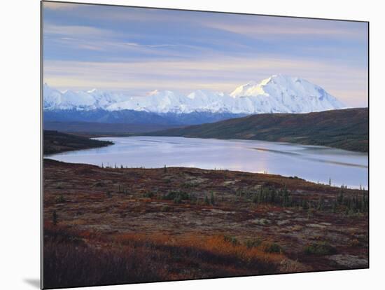 View of Wonder Lake with Mt. Mckinley, Denali National Park, Alaska, USA-Hugh Rose-Mounted Photographic Print