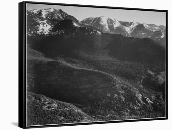 View Of Wooded Hills With Mountains In Bkgd "In Rocky Mountain National Park" Colorado. 1933-1942-Ansel Adams-Framed Stretched Canvas