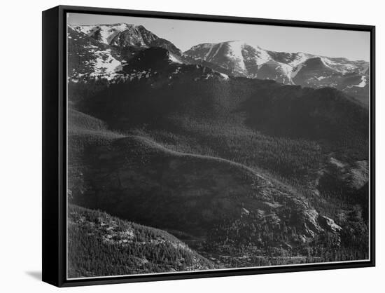 View Of Wooded Hills With Mountains In Bkgd "In Rocky Mountain National Park" Colorado. 1933-1942-Ansel Adams-Framed Stretched Canvas