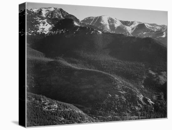 View Of Wooded Hills With Mountains In Bkgd "In Rocky Mountain National Park" Colorado. 1933-1942-Ansel Adams-Stretched Canvas