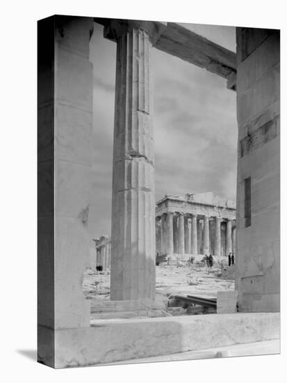 View of Workers at Parthenon Building Site-Philip Gendreau-Stretched Canvas
