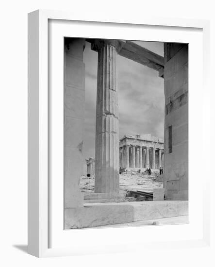 View of Workers at Parthenon Building Site-Philip Gendreau-Framed Photographic Print