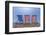 View of Worthing Pier and colourful deckchairs on Worthing Beach, Worthing, West Sussex, England-Frank Fell-Framed Photographic Print