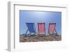 View of Worthing Pier and colourful deckchairs on Worthing Beach, Worthing, West Sussex, England-Frank Fell-Framed Photographic Print