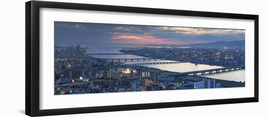 View of Yodo River and Osaka Bay at Sunset, Osaka, Kansai, Japan-Ian Trower-Framed Photographic Print