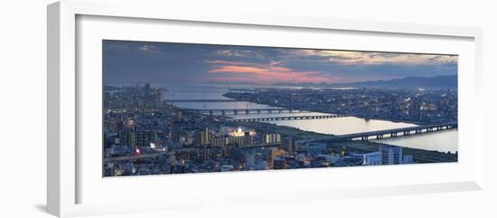 View of Yodo River and Osaka Bay at Sunset, Osaka, Kansai, Japan-Ian Trower-Framed Photographic Print