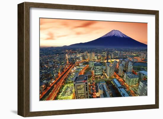 View of Yokohama and Mt. Fuji in Japan.-SeanPavonePhoto-Framed Photographic Print