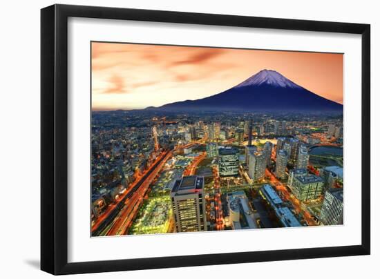 View of Yokohama and Mt. Fuji in Japan.-SeanPavonePhoto-Framed Photographic Print