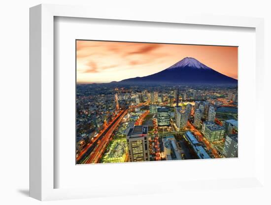 View of Yokohama and Mt. Fuji in Japan.-SeanPavonePhoto-Framed Photographic Print