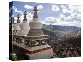 View of Yushu Town from Temple, Yushu, Qinghai, China-Porteous Rod-Stretched Canvas