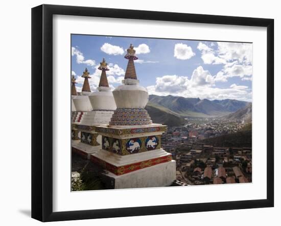 View of Yushu Town from Temple, Yushu, Qinghai, China-Porteous Rod-Framed Photographic Print