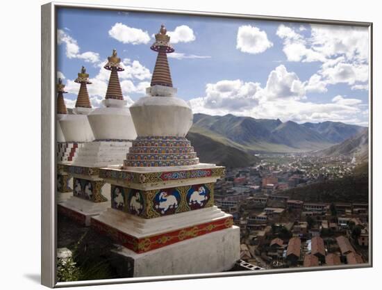 View of Yushu Town from Temple, Yushu, Qinghai, China-Porteous Rod-Framed Photographic Print