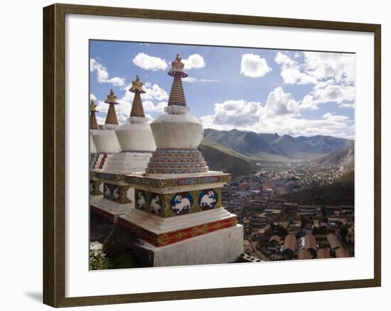 View of Yushu Town from Temple, Yushu, Qinghai, China-Porteous Rod-Framed Photographic Print