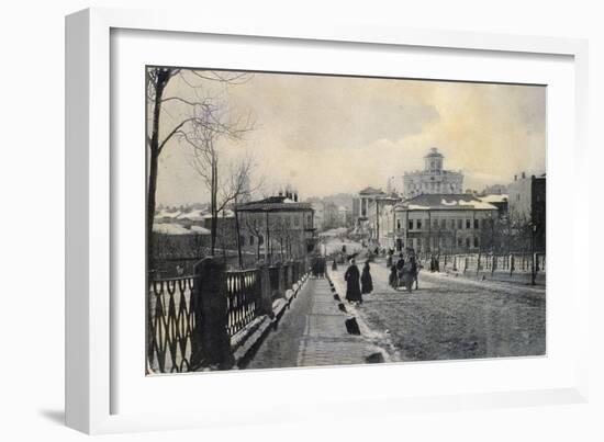 View of Znamenka Street in Winter, Moscow, Russia, Early 20th Century-null-Framed Giclee Print