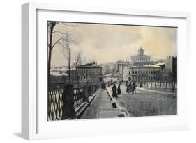 View of Znamenka Street in Winter, Moscow, Russia, Early 20th Century-null-Framed Giclee Print