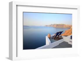 View on Caldera and Sea from Balcony, Santorini, Greece-Netfalls-Framed Photographic Print