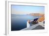 View on Caldera and Sea from Balcony, Santorini, Greece-Netfalls-Framed Photographic Print