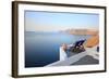 View on Caldera and Sea from Balcony, Santorini, Greece-Netfalls-Framed Photographic Print