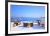 View on Caldera and Sea from Balcony, Santorini, Greece-Netfalls-Framed Photographic Print