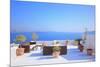 View on Caldera and Sea from Balcony, Santorini, Greece-Netfalls-Mounted Photographic Print