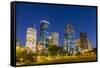 View on Downtown Houston by Night-Jorg Hackemann-Framed Stretched Canvas