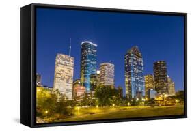 View on Downtown Houston by Night-Jorg Hackemann-Framed Stretched Canvas