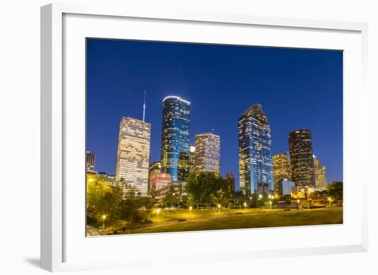 View on Downtown Houston by Night-Jorg Hackemann-Framed Photographic Print