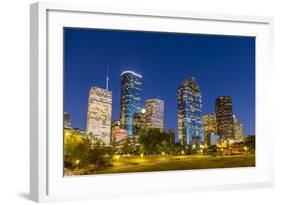 View on Downtown Houston by Night-Jorg Hackemann-Framed Photographic Print